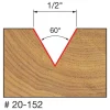 1/2" Dia, 1/2" LOC, 0 Flute Carbide-Tipped Edge Profile V-Groove Router Bit
