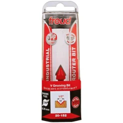 1/2" Dia, 1/2" LOC, 0 Flute Carbide-Tipped Edge Profile V-Groove Router Bit