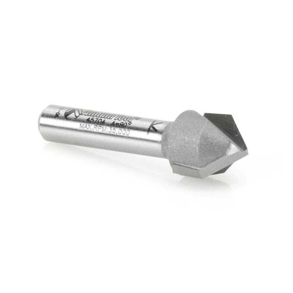 1/2" Dia, 1/2" LOC, 2 Flute Carbide-Tipped Edge Profile V-Groove Router Bit