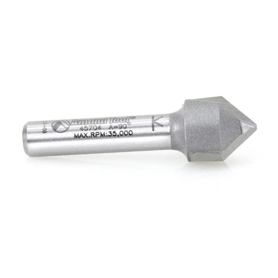 1/2" Dia, 1/2" LOC, 2 Flute Carbide-Tipped Edge Profile V-Groove Router Bit