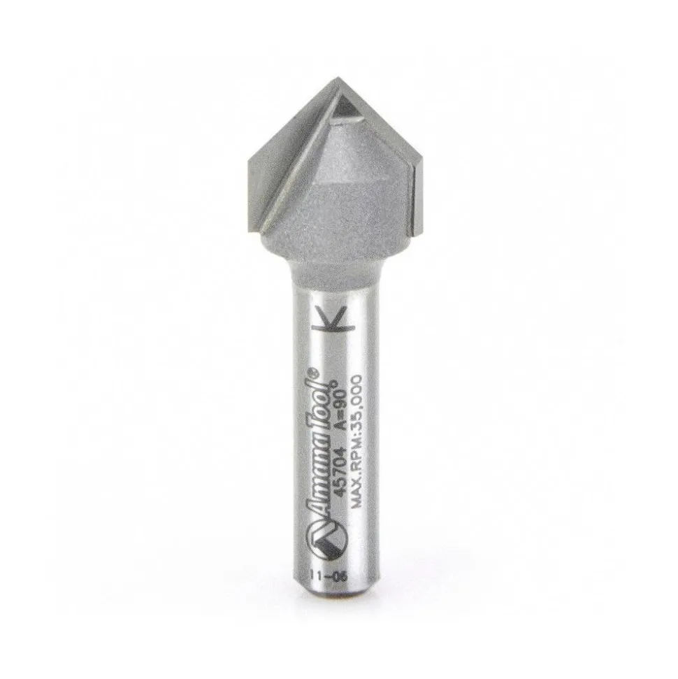 1/2" Dia, 1/2" LOC, 2 Flute Carbide-Tipped Edge Profile V-Groove Router Bit