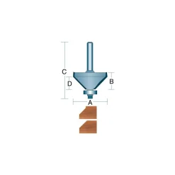 1" Dia, 7/16" LOC, 2 Flute Carbide-Tipped Edge Profile Chamfer Router Bit