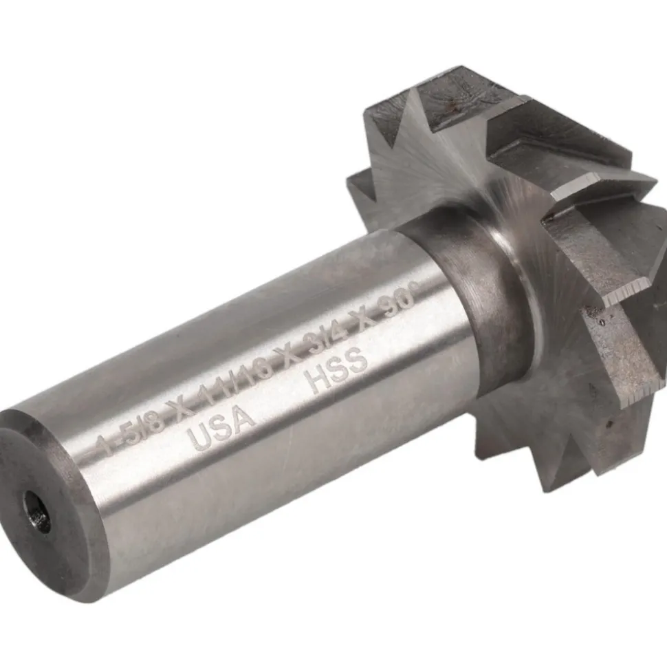 1-5/8" Large x 5/8" Small Dia, 11/16" Width of Cut, 90° Included Angle, 12 Teeth, High Speed Steel Face Angle Cutter