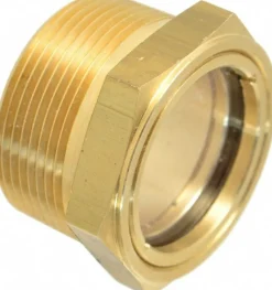 2" Sight Dia, 1-1/2" Thread, 1-11/32" OAL, Viewport Sight Glass & Flow Sight