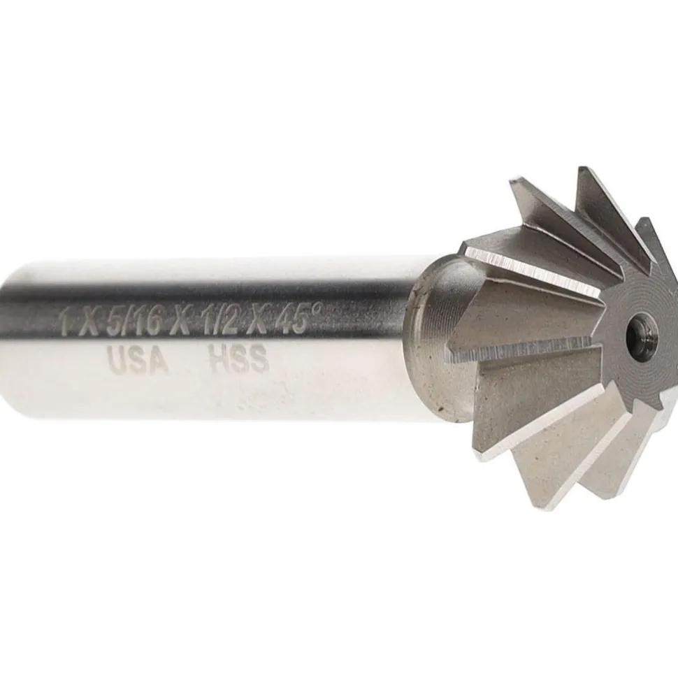 1 x 5/16" 45° 10-Tooth High Speed Steel Single-Angle Cutter