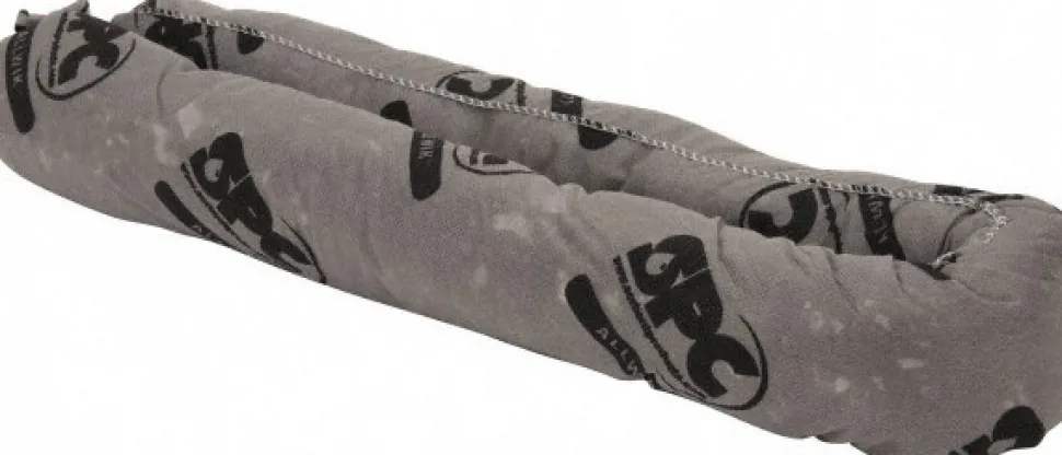 Absorbent Sock: For Universal Use, 3" Dia, 4' Long, 12 gal, Polypropylene, Gray