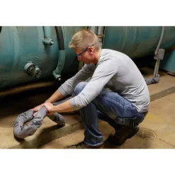 Absorbent Sock: For Universal Use, 3" Dia, 4' Long, 30 gal, Polypropylene, Gray