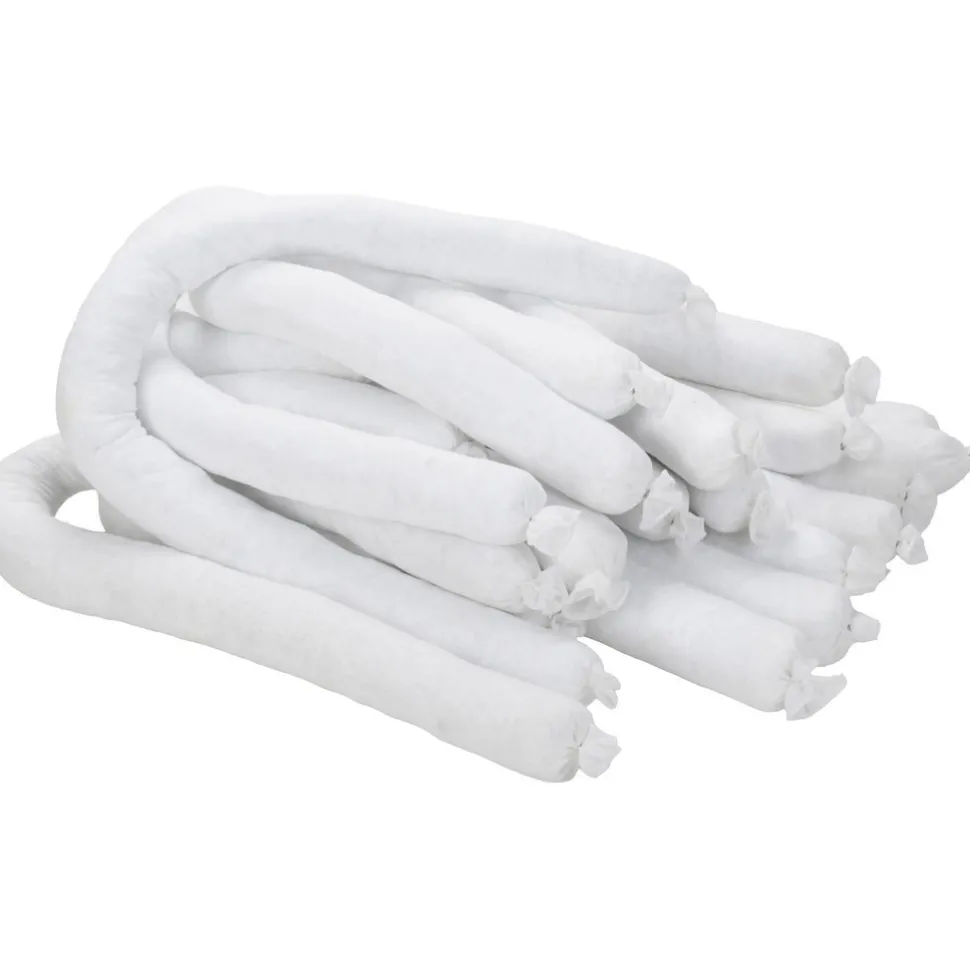 Absorbent Sock: Oil Only, 3.0000" Dia, Polypropylene, White