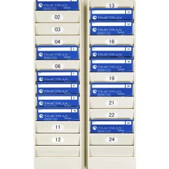 Adjustable Badge and Time Card Rack: 24 Pockets, 14-1/4" Height, 8-1/4" Wide, 0.675" Deep