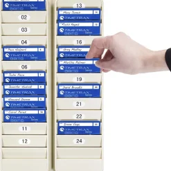 Adjustable Badge and Time Card Rack: 24 Pockets, 14-1/4" Height, 8-1/4" Wide, 0.675" Deep