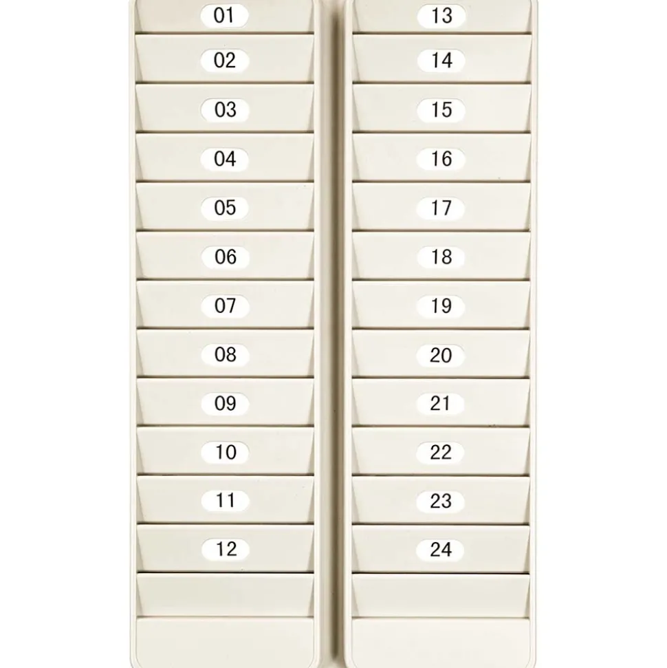 Adjustable Badge and Time Card Rack: 24 Pockets, 14-1/4" Height, 8-1/4" Wide, 0.675" Deep