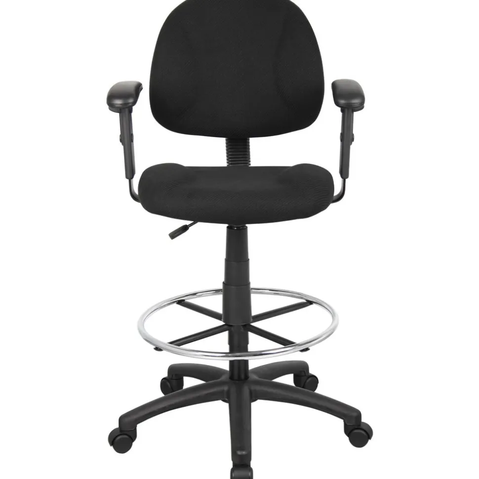 Adjustable Drafting Chair with Adjustable Arms and Removable Foot Rest: 25-1/2 to 30-1/2" Seat Height, 17 x 18-1/2" Seat