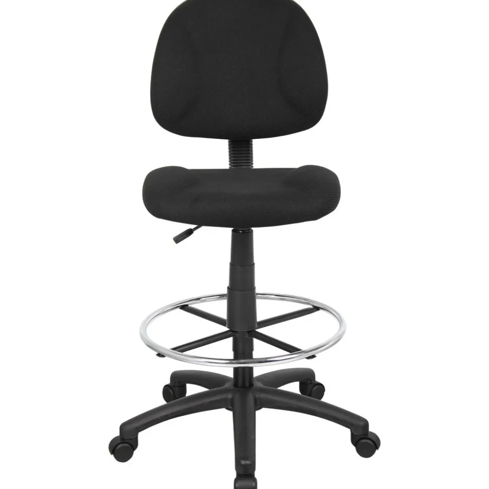 Adjustable Drafting Chair with Foot Ring: 25-1/2 to 30-1/2" Seat Height, 17 x 18-1/2" Seat
