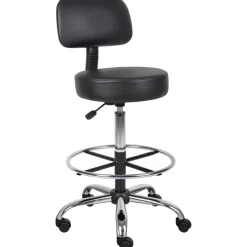 Adjustable Drafting Stool with Back and Removable Foot Rest: 28 to 34" Seat Height, 16 x 16" Seat