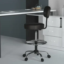 Adjustable Drafting Stool with Back and Removable Foot Rest: 28 to 34
