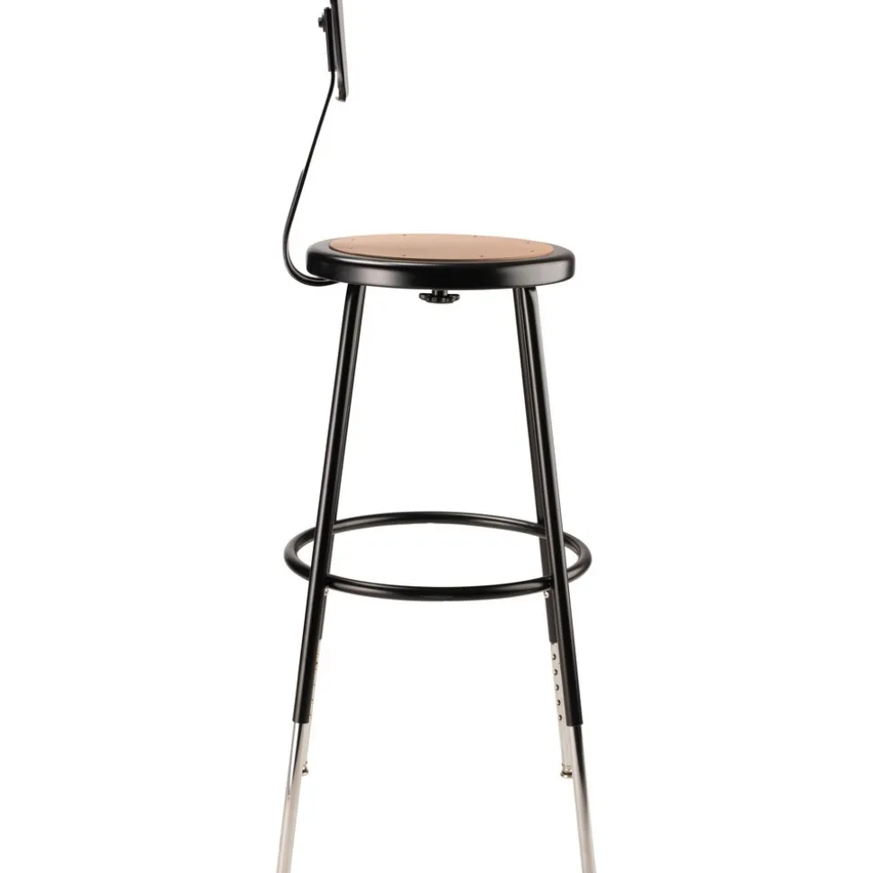 Adjustable Height Stool: Hardboard, 14" Seat Width, 14" Seat Depth, Black
