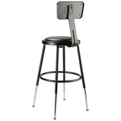 Adjustable Height Stool: Vinyl, 14" Seat Width, 14" Seat Depth, Black