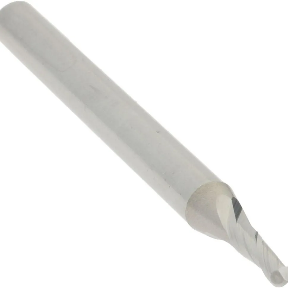 Ball End Mill: 1/16" Dia, 3/16" LOC, 2 Flute, Solid Carbide