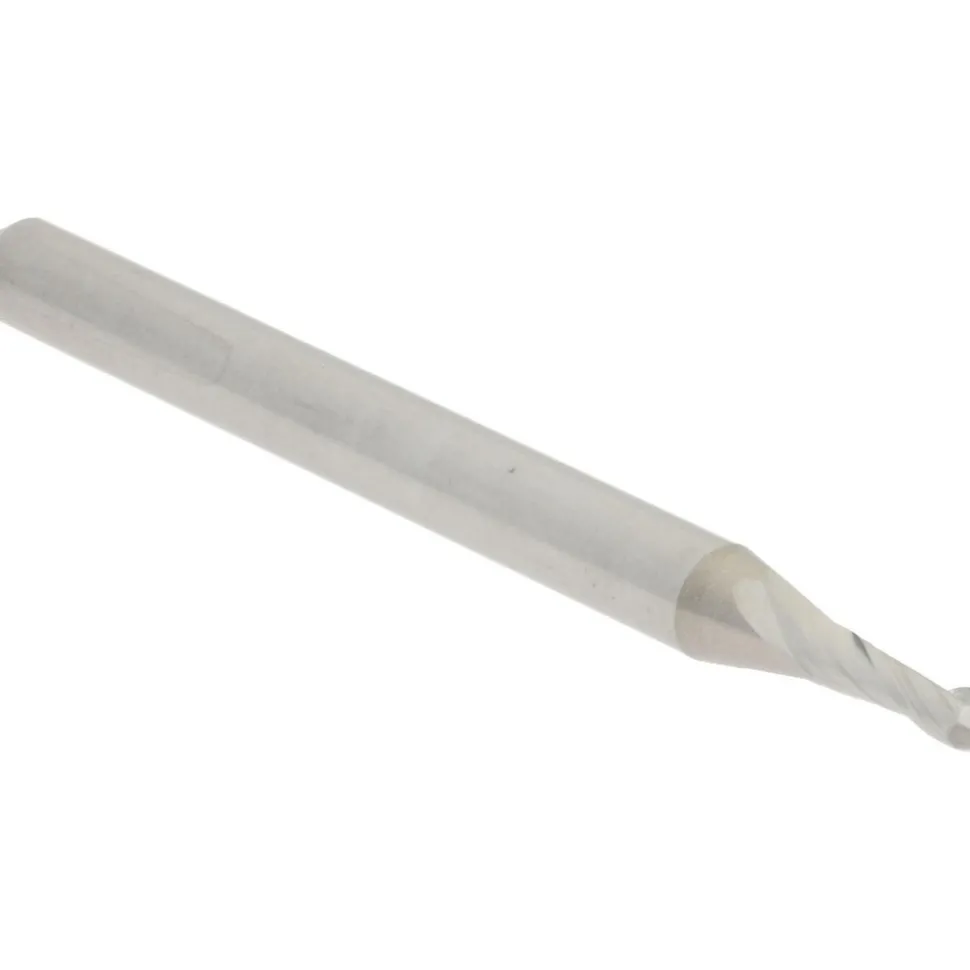 Ball End Mill: 1/16" Dia, 3/16" LOC, 2 Flute, Solid Carbide