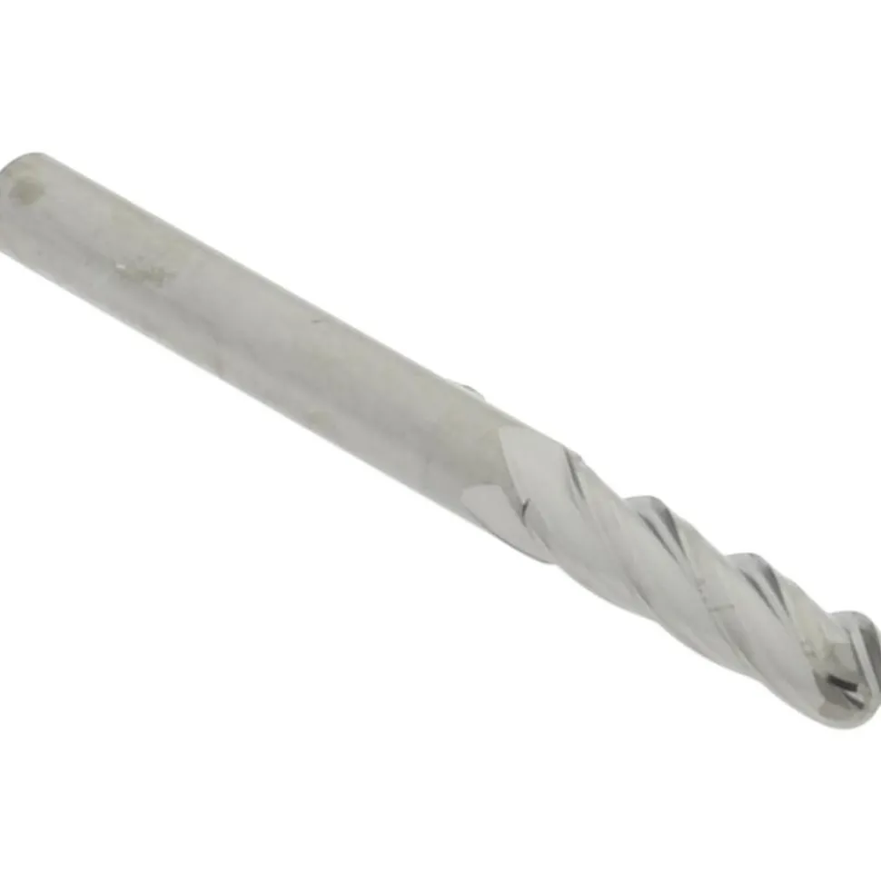 Ball End Mill: 1/8" Dia, 1/2" LOC, 4 Flute, Solid Carbide