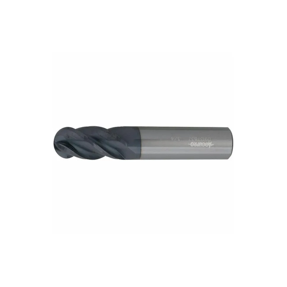 Ball End Mill: 3/4" Dia, 1-1/2" LOC, 4 Flute, Solid Carbide