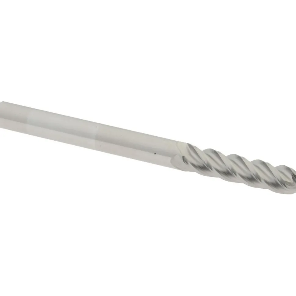 Ball End Mill: 1/8" Dia, 1/2" LOC, 4 Flute, Solid Carbide