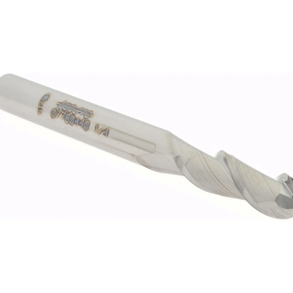Ball End Mill: 1/4" Dia, 3/4" LOC, 2 Flute, Solid Carbide