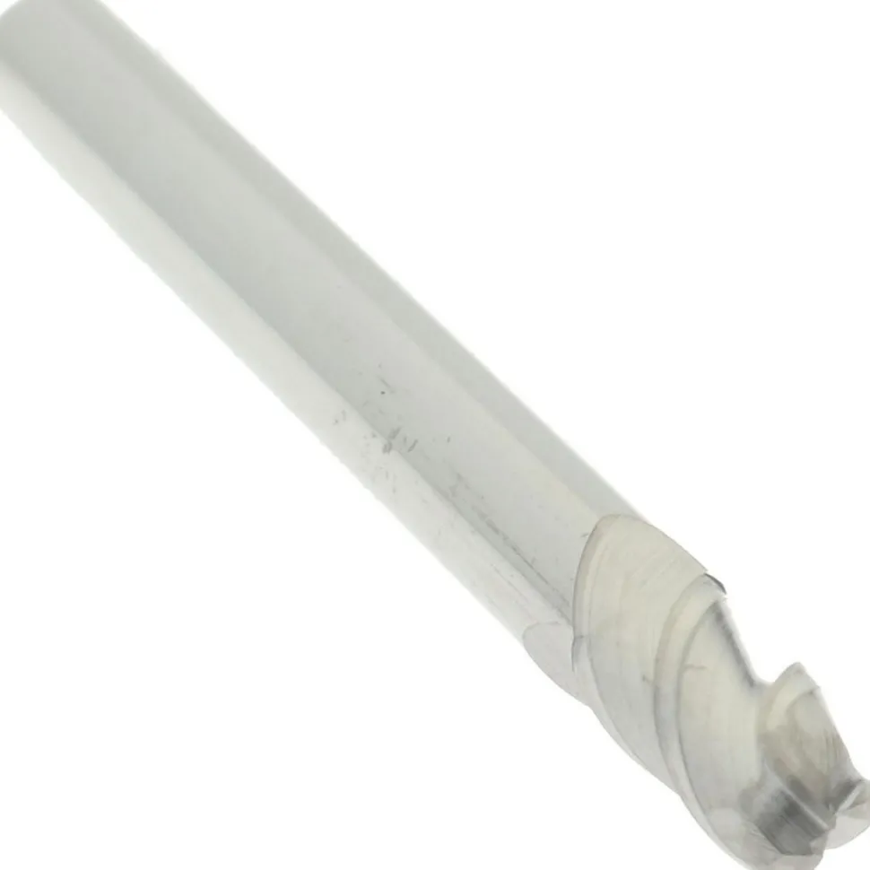 Ball End Mill: 1/8" Dia, 1/4" LOC, 3 Flute, Solid Carbide
