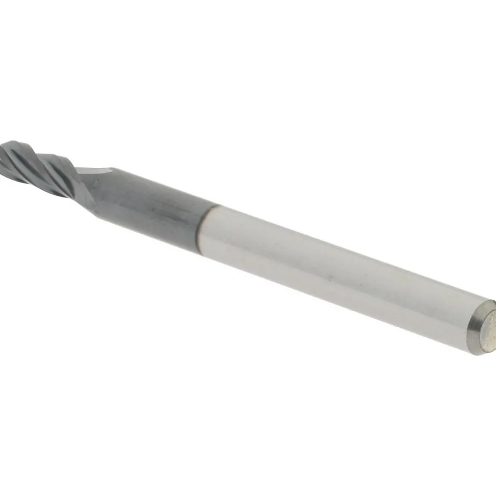 Ball End Mill: 3/32" Dia, 9/32" LOC, 4 Flute, Solid Carbide