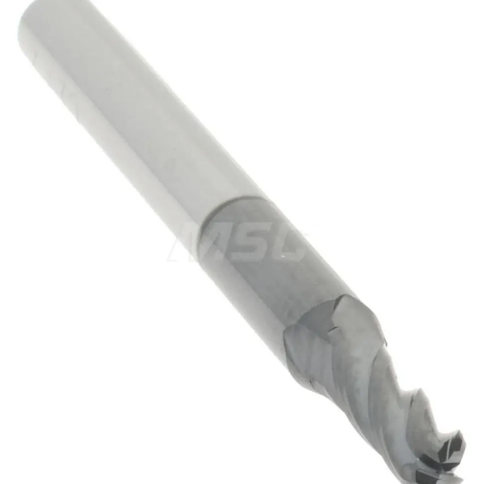 Ball End Mill: 3/32" Dia, 9/32" LOC, 4 Flute, Solid Carbide