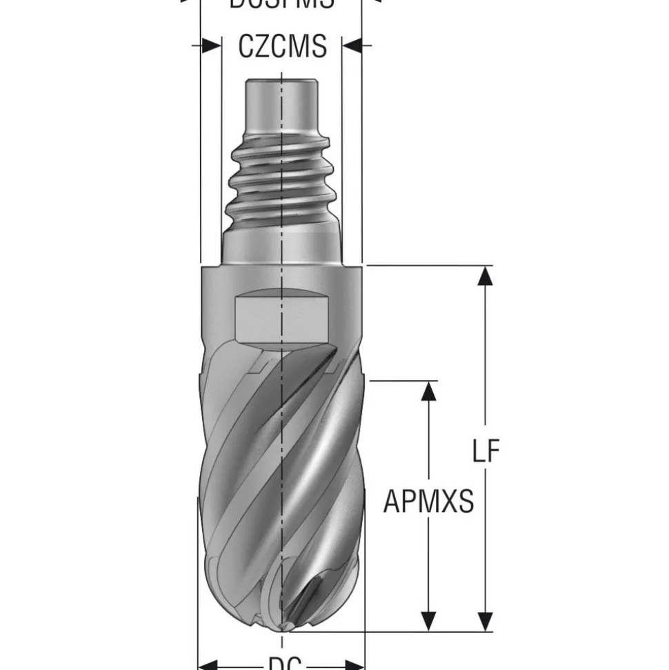 Ball End Mill Heads; Mill Dia (Inch): 1/2; Mill Dia (Decimal Inch): 0.5000; Number of Flutes: 6; Length of Cut (Inch): 1/2; Connection Type: E12; Overall Length (Decimal Inch): 1.5980; Material: Solid Carbide; Finish/Coating: HXT; Cutting Direction: Right Hand; Flute Direction: Right Hand