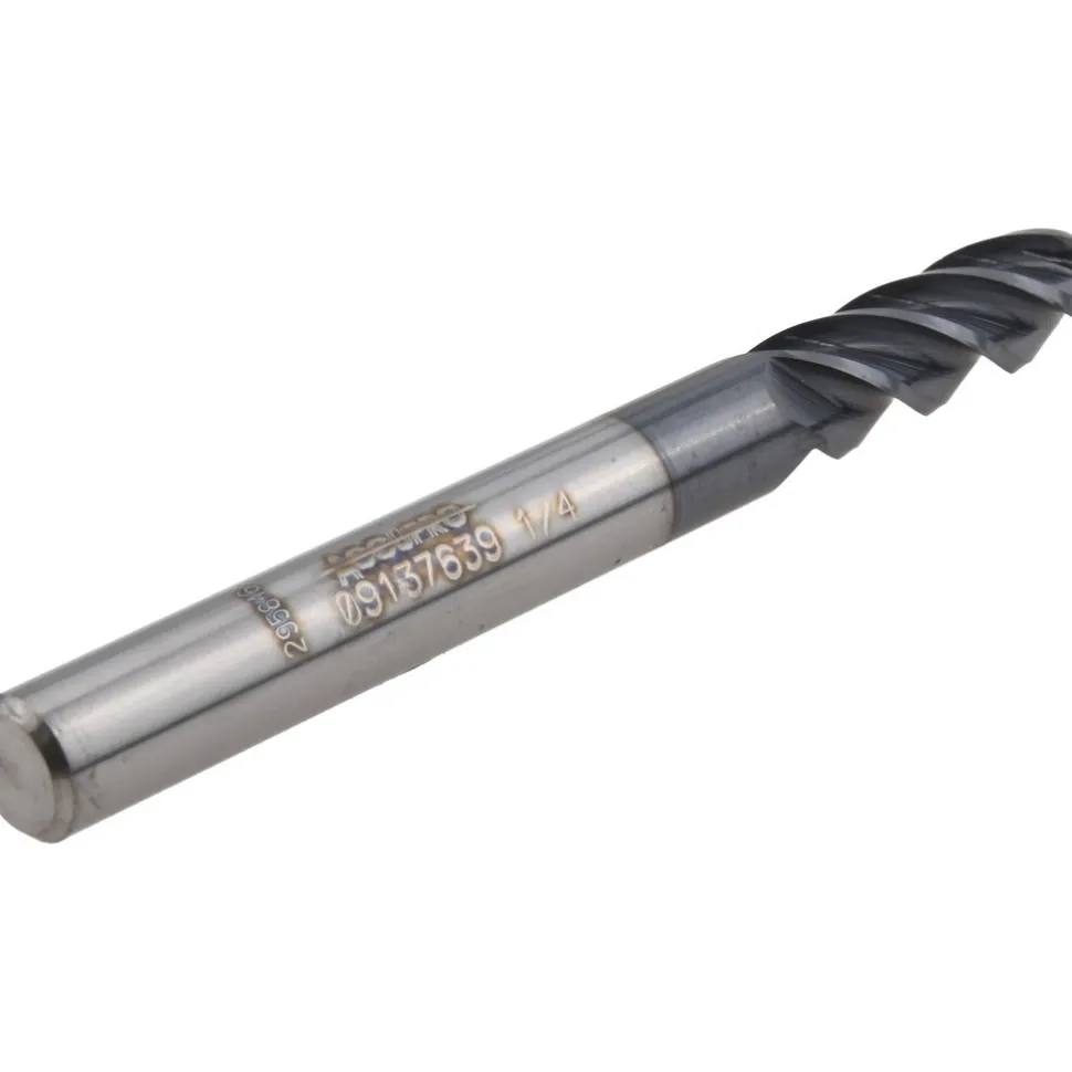 Ball End Mill: 1/4" Dia, 3/4" LOC, 4 Flute, Solid Carbide