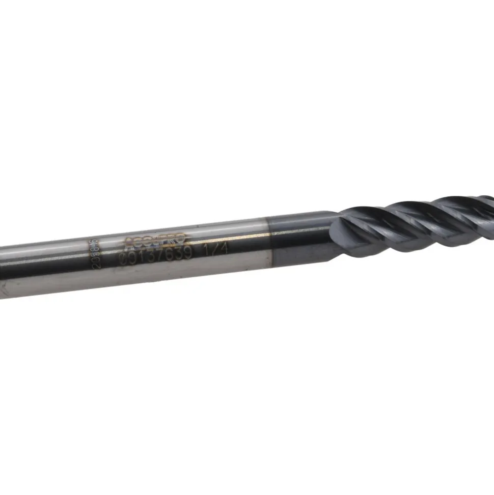Ball End Mill: 1/4" Dia, 3/4" LOC, 4 Flute, Solid Carbide