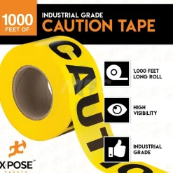 Barricade Tape: Yellow, Message:" Caution Tape", 1000.00' Length