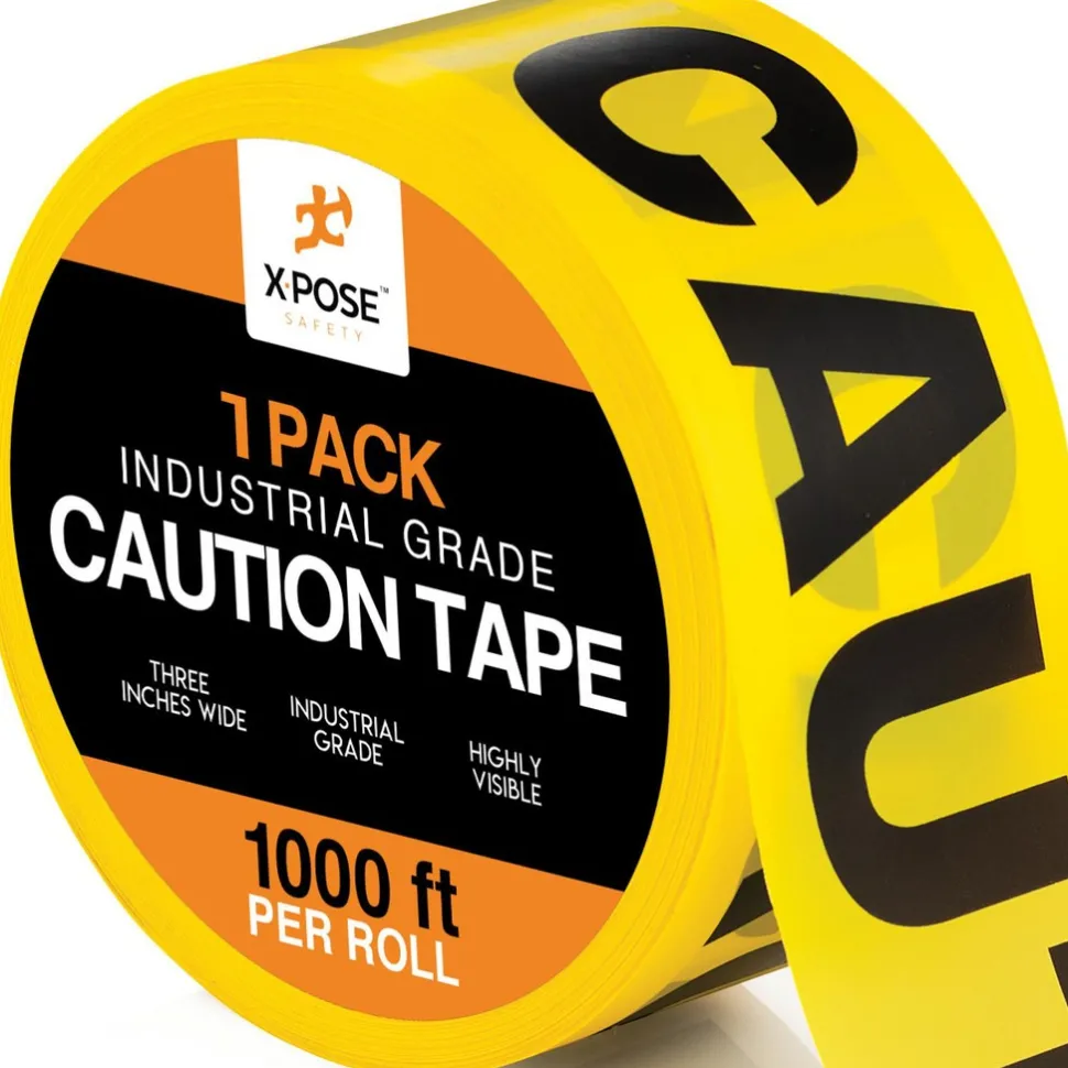 Barricade Tape: Yellow, Message:" Caution Tape", 1000.00' Length