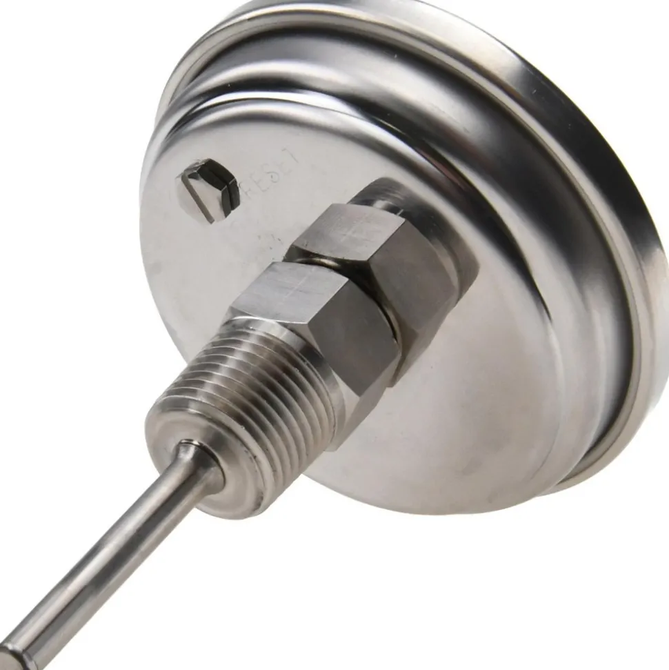 Bimetal Dial Thermometer: 0 to 140 ° F, 2-1/2" Stem Length