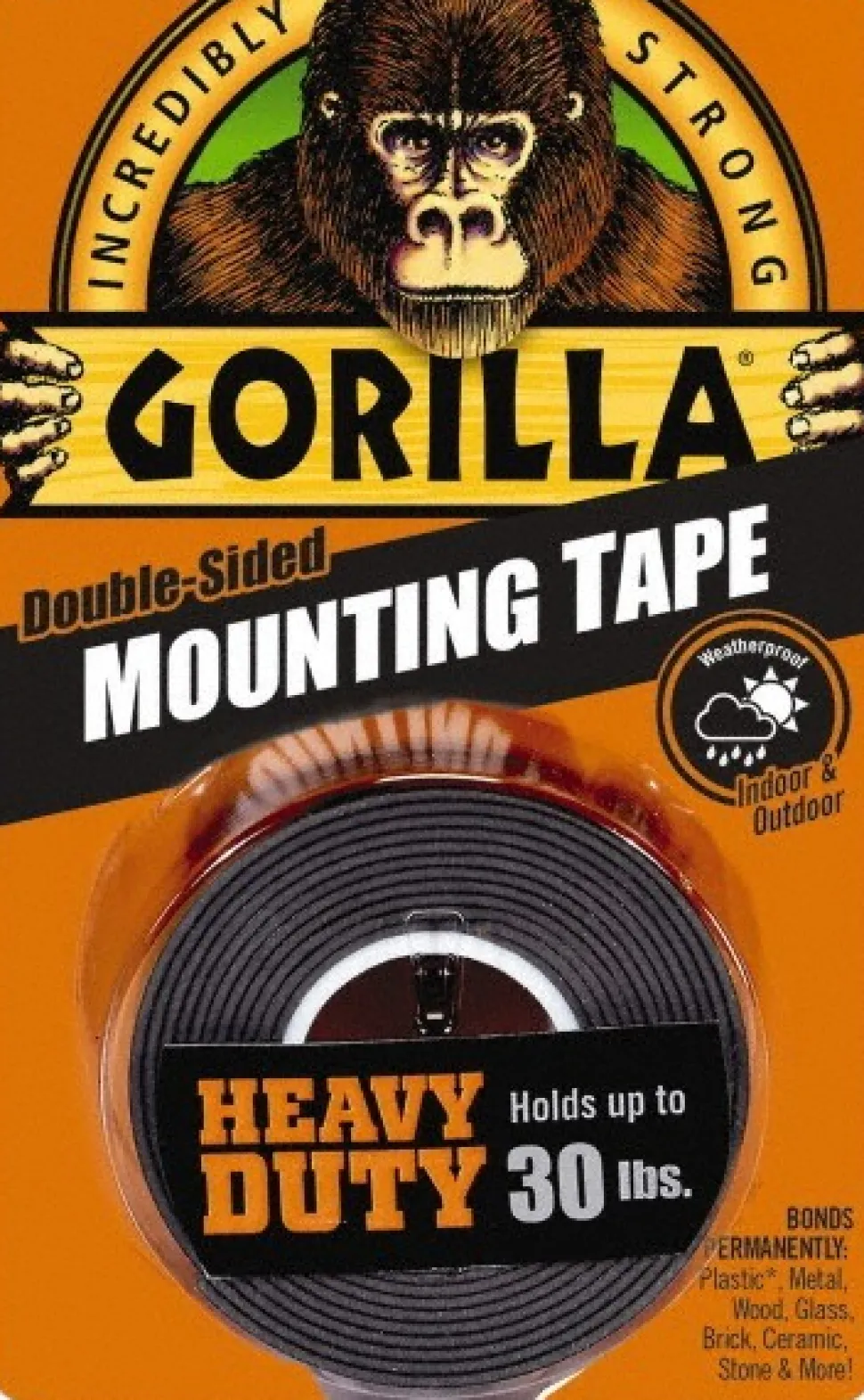 Black Double-Sided Polyethylene Film Tape: 1" Wide, 60" Long, 43 mil Thick, Acrylic Adhesive