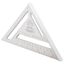 12" Blade Length, Buffed Finish, Aluminum Rafter Square