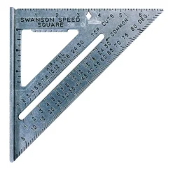 7" Blade Length x 7" Base Length, Aluminum Rafter Square