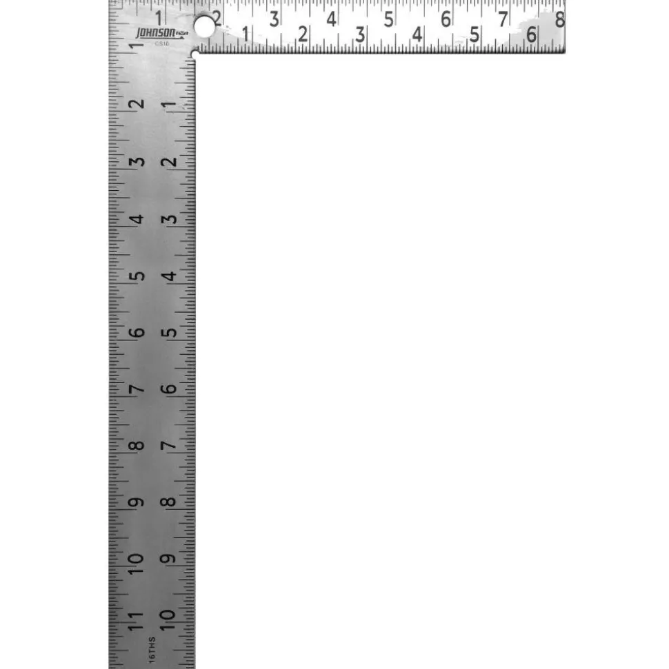 12" Blade Length x 8" Base Length, Powder Coated Finish, Steel Carpenters' Square