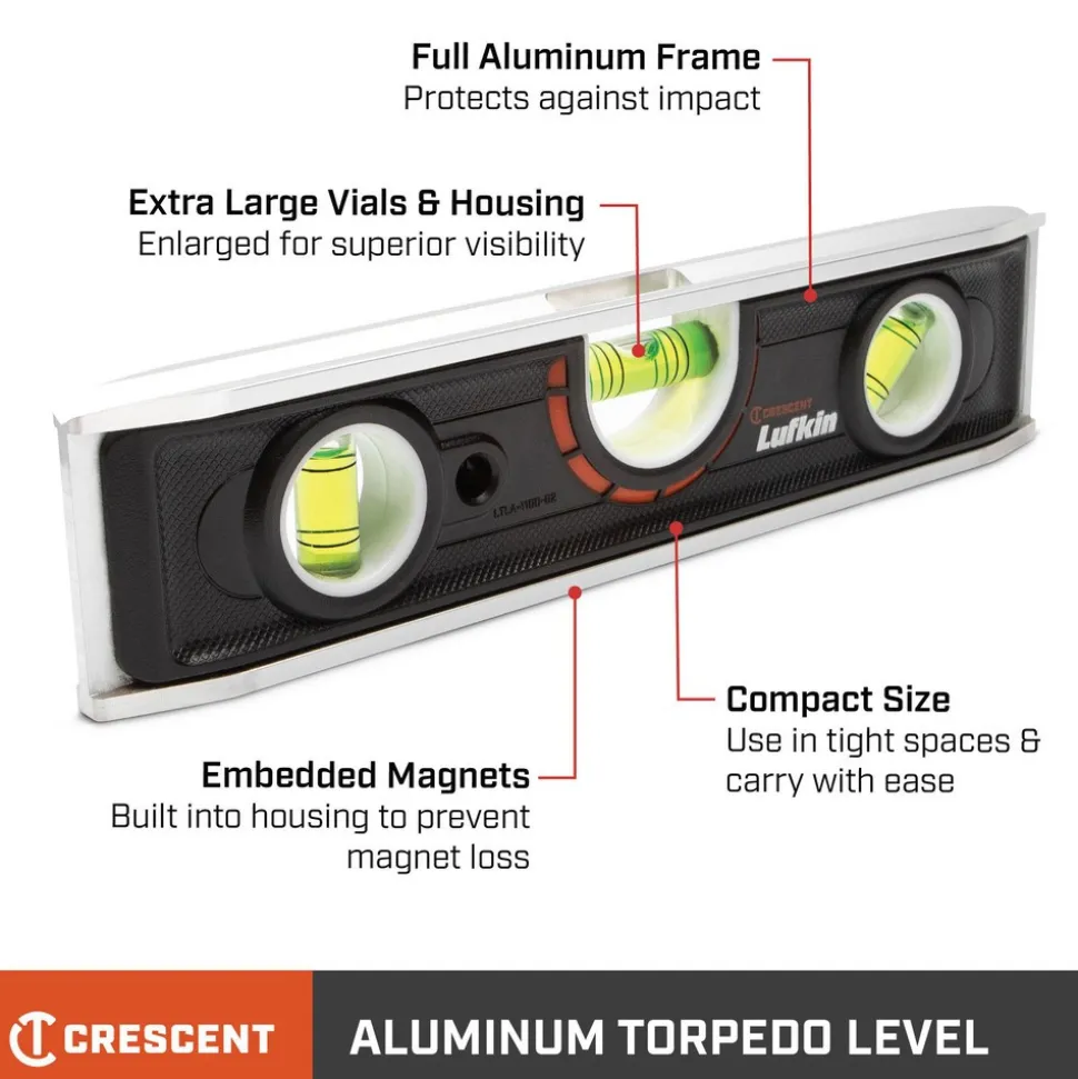 Box Beam, I-Beam & Torpedo Levels: Level Type: Torpedo; Vial Style: Barrel; Length (Inch): 9; Magnetic: Yes