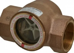 Bronze Body Sight Flow Indicator: 2" NPT, 125 psi, Use with Gas & Liquid