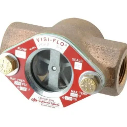 Bronze Body Visi-Flo Sight Flow Indicator: 3/8" NPTF, 200 psi, Use with Liquid