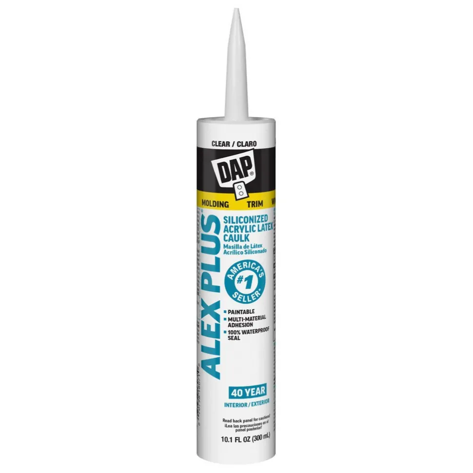 Caulk: 10.1 oz Cartridge, Clear, Acrylic & Latex