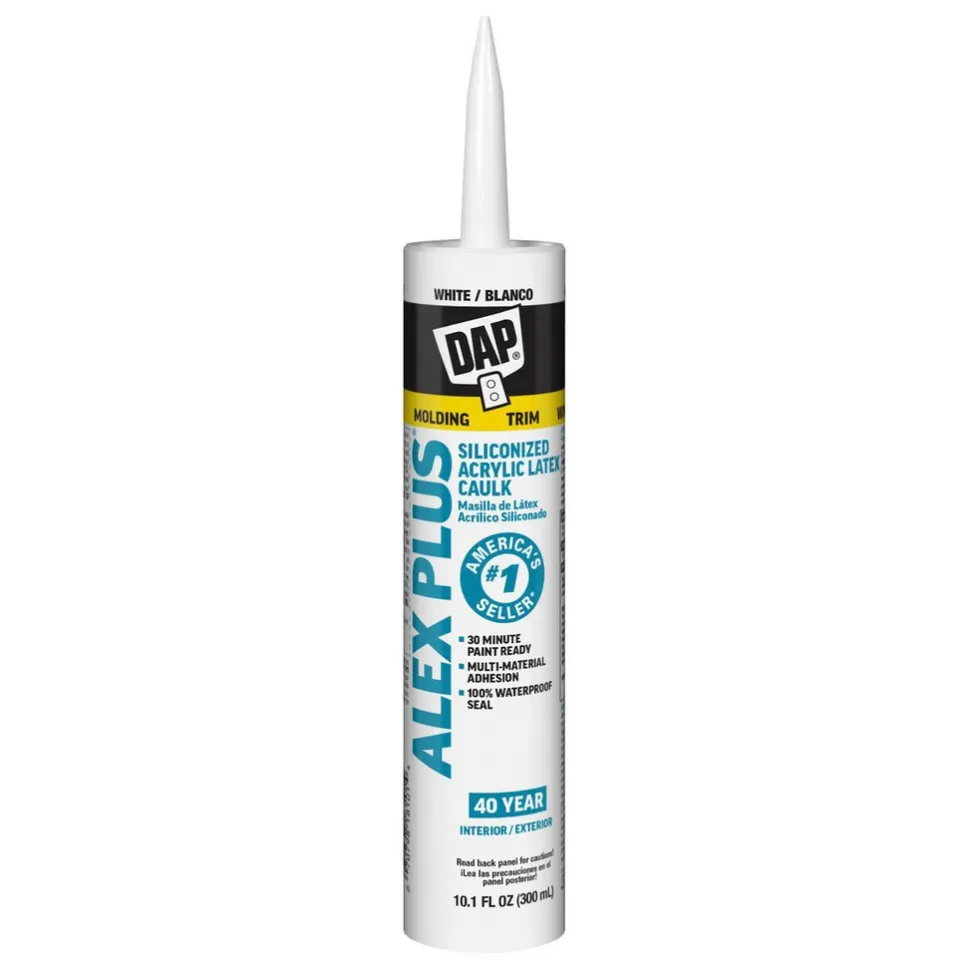 Caulk: 10.1 oz Cartridge, White, Acrylic & Latex