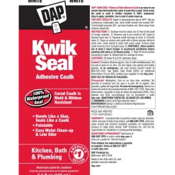 Caulk: 5-1/2 oz Tube, White, Acrylic & Latex
