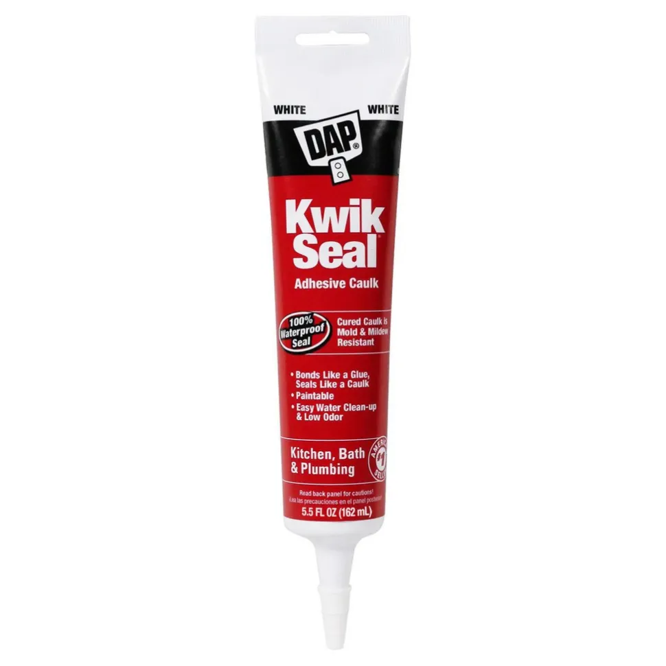Caulk: 5-1/2 oz Tube, White, Acrylic & Latex