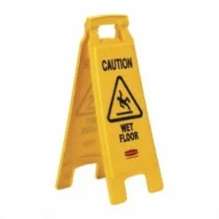 Collapsible Bright "Caution Wet Floor" Industrial Warning Sign to Prevent Slip/Fall, 2-Sided, 26 Inch, Yellow
