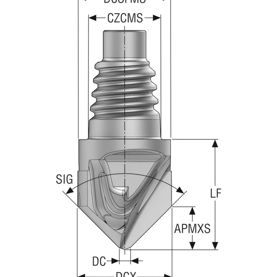 Corner Radius & Corner Chamfer End Mill Heads: Mill Diameter (mm): 10.00; Chamfer Width (mm): 4.25