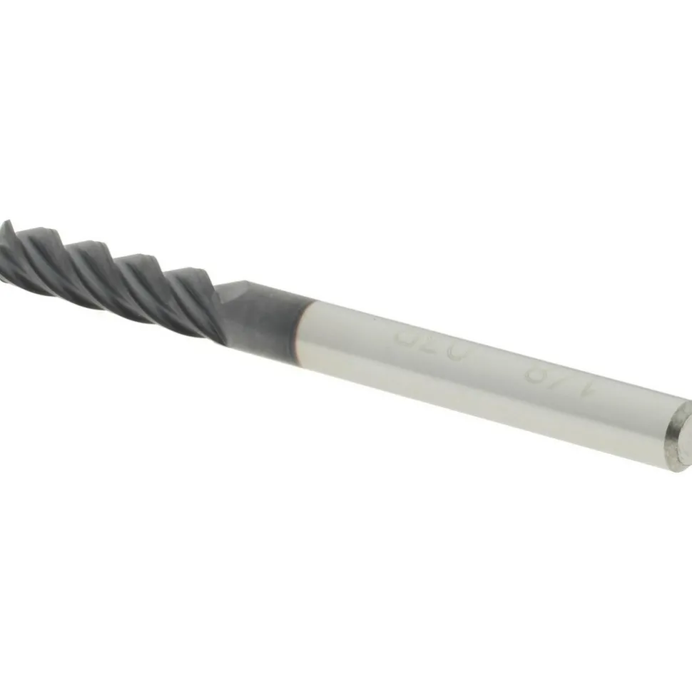 Corner Radius End Mill: 1/8" Dia, 1/2" LOC, 0.0300" Corner Radius, 4 Flute, Solid Carbide